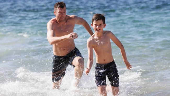 DAILY TELEGRAPH FEBRUARY 5, 2023: Ben Ford is helping his his son Drake 9, learn a little about investing and saving his money. Picture: NCA NewsWire / David Swift