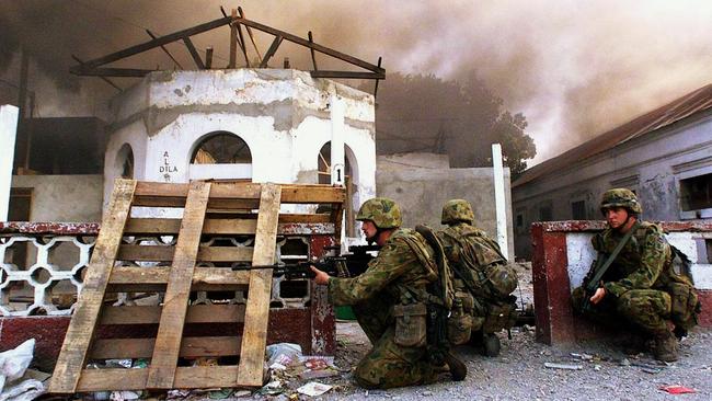 Australian soldiers with the peacekeeping force in East Timor in 1999.