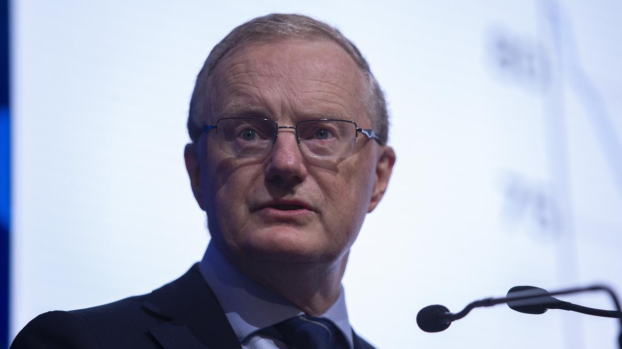 RBA governor Philip Lowe addresses the Morgan Stanley Australia Summit in Sydney on Wednesday. Picture: Christian Gilles