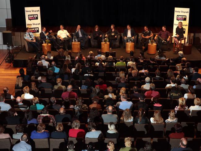 The panel discusses how parents can help teenagers at the Campbelltown forum. Picture: John Fotiadis