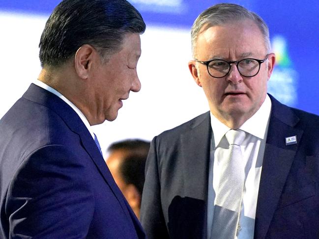China's President Xi Jinping talks with Australia's Prime Minister Anthony Albanese ahead of the Leaders Retreat, during the Asia-Pacific Economic Cooperation (APEC) Summit in San Francisco, California, U.S. November 17, 2023. REUTERS/Loren Elliott