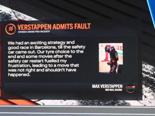 Verstappen admits fault for Spain crash