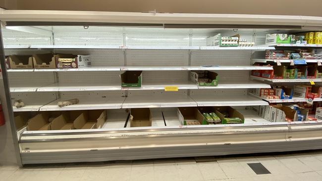 There were barren scenes inside this Coles’ egg fridge over the weekend. Picture: Twitter