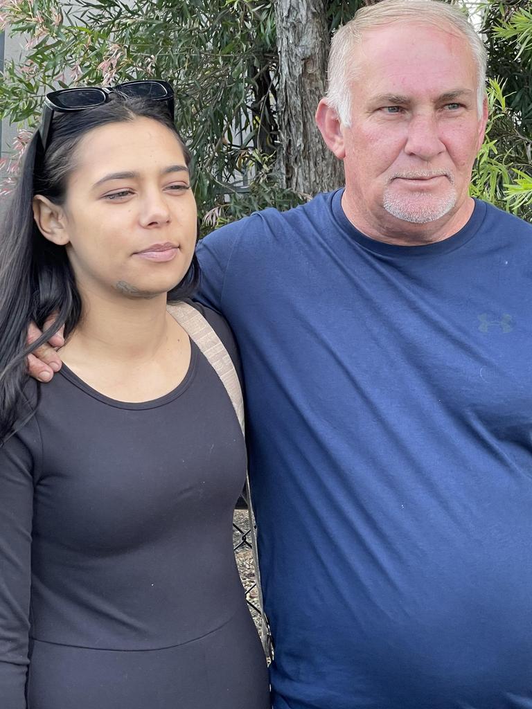 Tyla and Paul Henningsen attend the coroner's inquest into the death of their brother and stepson Ashley Charles Washington held at Toowoomba Courthouse on August 31, 2023.