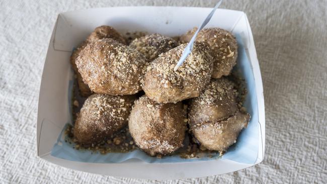 Loukoumades – Greek doughnuts with honey-syrup and nuts from Get Greek Food Truck. Picture: Caroline Tan