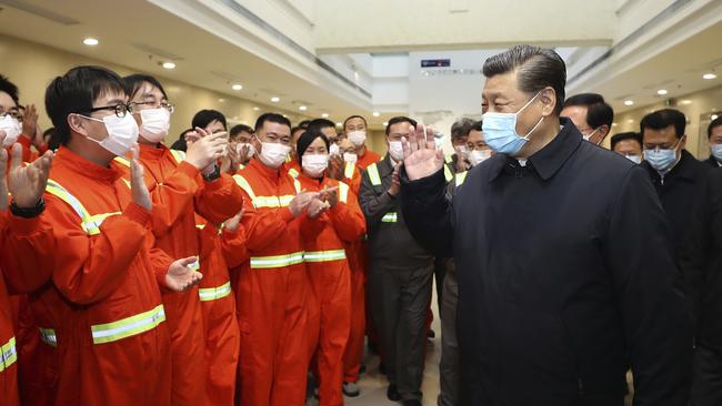 Chinese President Xi Jinping visits the Chuanshan port area in east China’s Zhejiang Province. Picture: AP