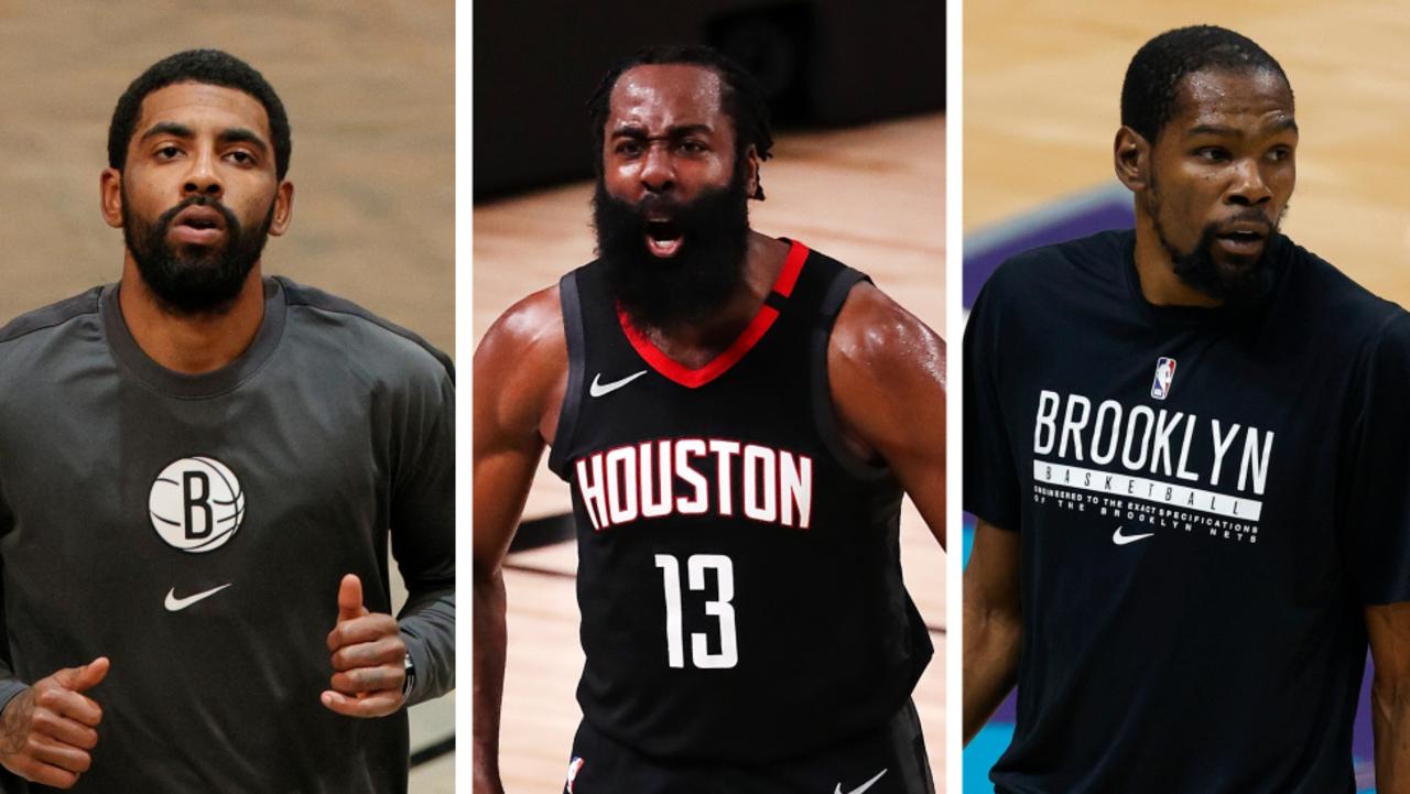 Kyrie Irving, James Harden and Kevin Durant.