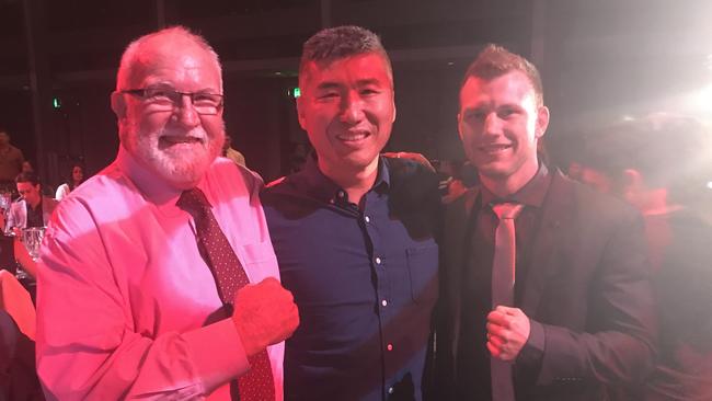 Chris Hannay, Horn's strength and conditioning coach Dundee Kim and Jeff Horn. Picture: Supplied.