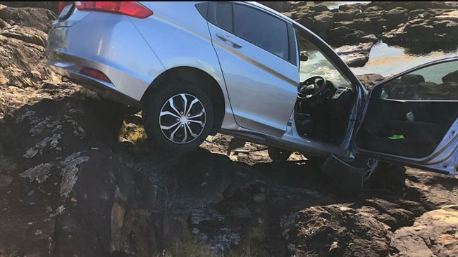 There was no one inside the car when it raced down the hill. Picture: FRNSW