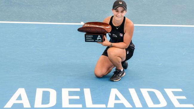 Ash Barty won her second title in Adelaide in three years. Picture: AFP