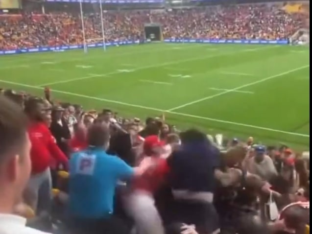 Brawl between fans at Suncorp Stadium. Picture: Supplied