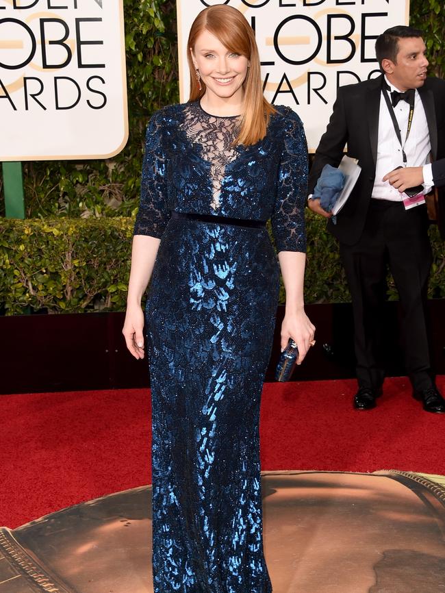 Bryce Dallas Howard attends the 73rd Annual Golden Globe Awards. Picture: Jason Merritt