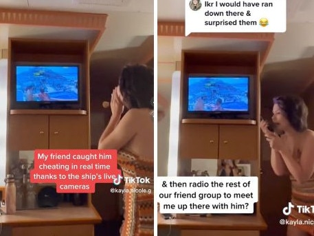 Ms Gardner's friend was scrolling through the TV channels when she came across the footage. Picture: TikTok / @kayla.nicole.g