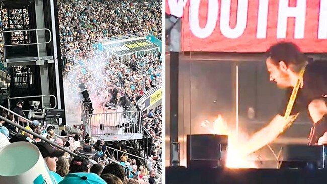 A fire has seen a mass evacuation and a halt in the BBL clash between the Heat and Hurricanes on Thursday night. Image: X/Fox Sports