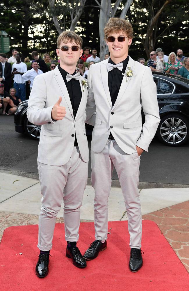 Rylan Keefe and Ashton Wilson at Centenary Heights State High School formal. Picture; Patrick Woods.