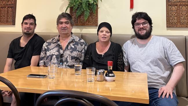 Karen Walsh (middle right), who was diagnosed with leukaemia, with her sons Aaron (left) and Dylan (right) Walsh and husband Adrian (middle left). Picture: Supplied