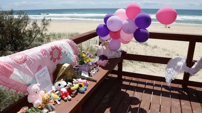 A tribute to the dead baby at Surfers Paradise. Photo: Tertius Pickard