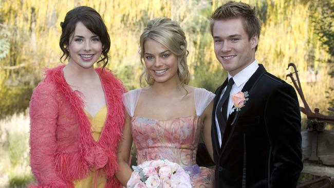 Once Upon a Time in Erinsborough … Ashleigh Brewer, Margot Robbie and Sam Clark are Neighbours alumni. Picture: Supplied