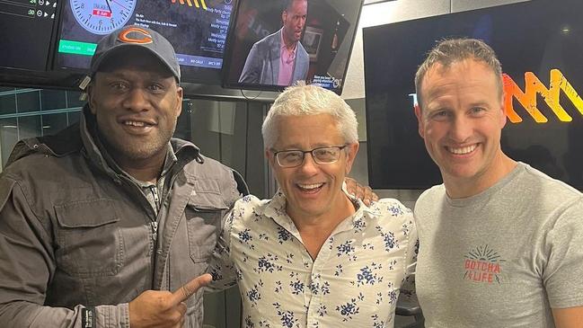 Gus Worland has been hospitalised, leaving Anthony Maroon (pictured centre) to fill in on The Rush Hour. Picture: Instagram