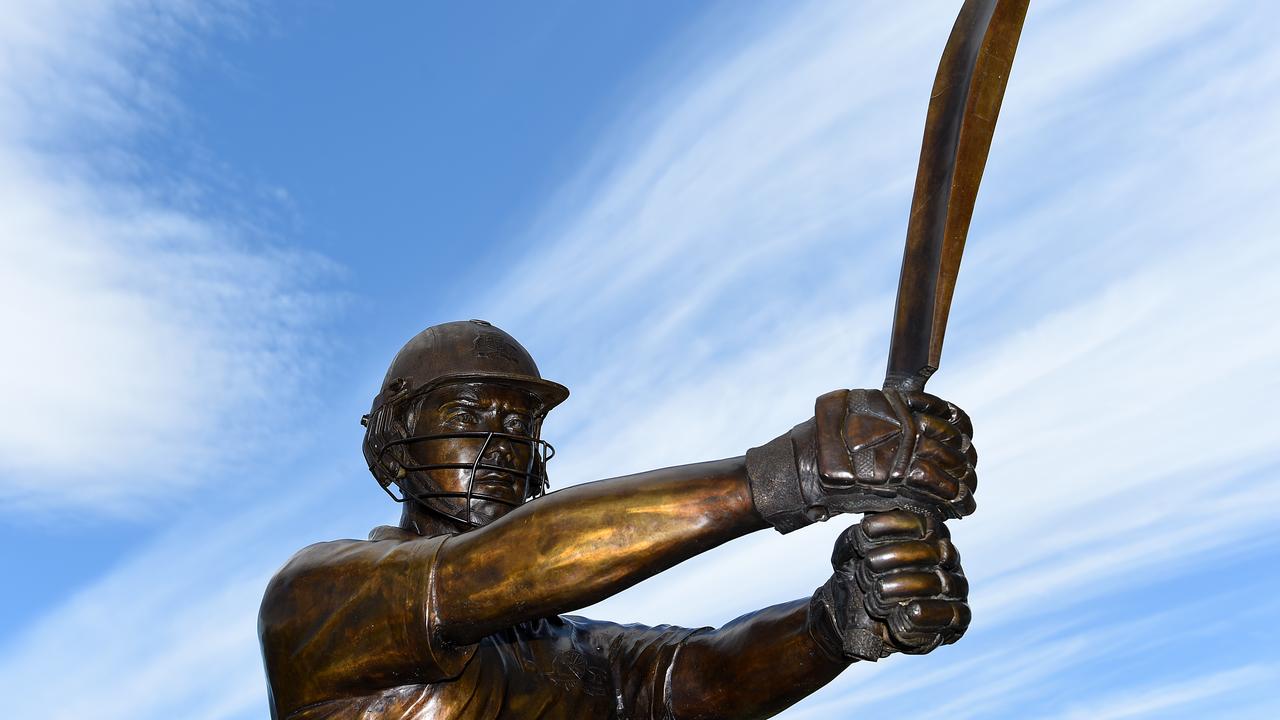A bronze statue of former Australian cricket captain Ricky Ponting outside Bellerive Oval. Picture: AAP/Dave Hunt