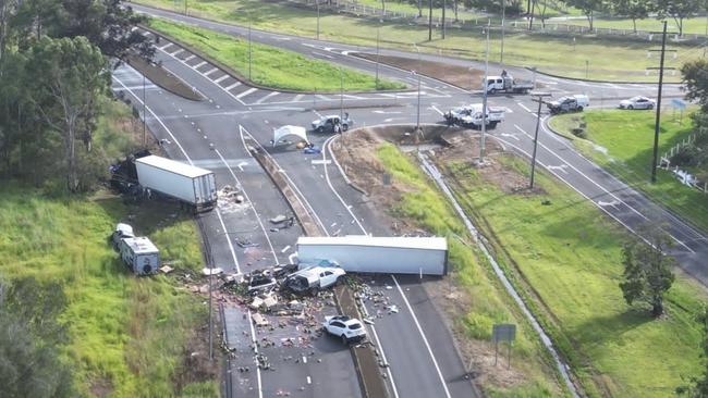 An aerial photo shows the devastating scene near Maryborough. Image: Michael O’Connor