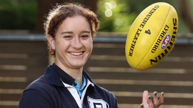 MELBOURNE. 28/06/2022.. AFLW draft prospect Amber Clarke ahead of tomorrows AFLW draft . Photo by Michael Klein