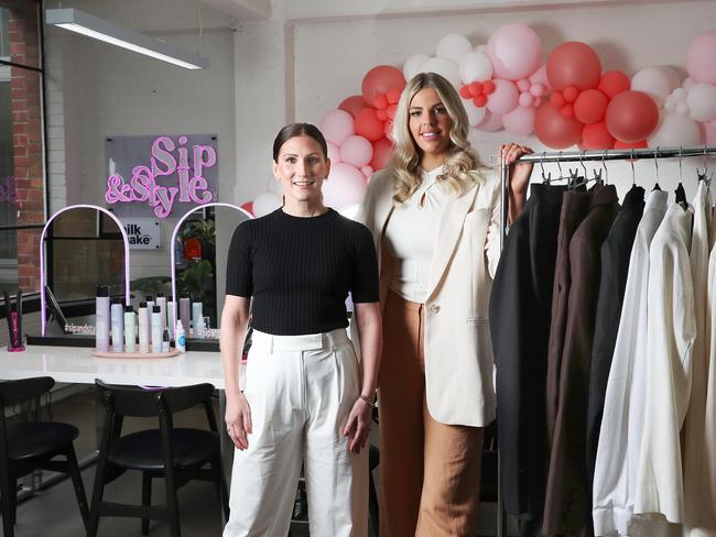 Emma Petterwood, of After Eight, left, and Ari Ahearne, of Sip &amp; Style Co, are working together to create a pop-up shop experience in Hobart. Picture: Nikki Davis-Jones