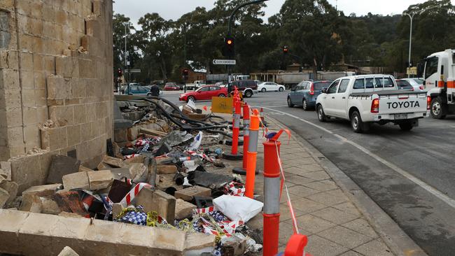 The scene of a fatal accident at the base of the South Eastern Freeway. Picture: Tait Schmaal.