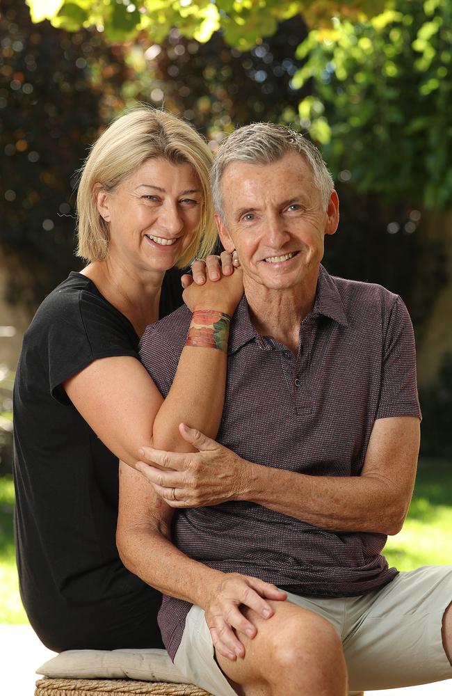 Bruce McAvaney and his wife Annie at home in Adelaide. Picture: Alex Coppel