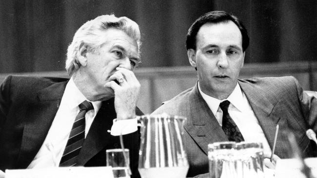 Bob Hawke and Paul Keating as prime minister and treasurer in May 1991, just months before Keating unseated Hawke.