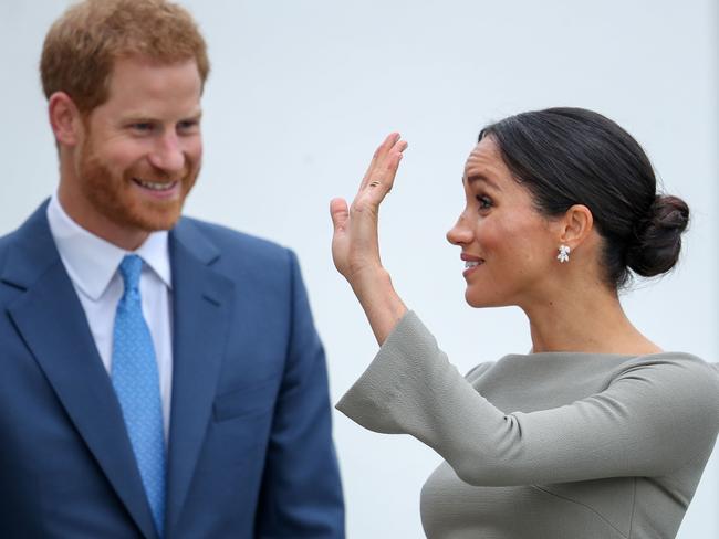 50 shades of grey! The Duke and Duchess of Sussex on the second day of their visit in Dublin. Picture: AFP