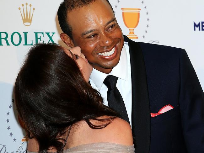 Tiger Woods and Erica Herman arrive at the Presidents Cup black tie Dinner at Crown Melbourne. Picture: Mark Stewart.