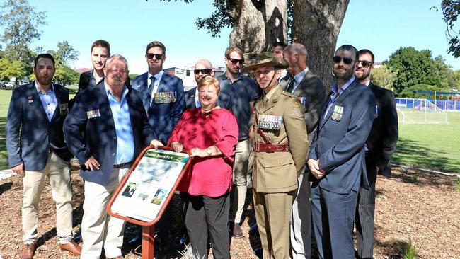 FITTING HONOUR: Crowd gathers around the new memorial in Murwillumbah honouring Nathan Bewes. Picture: Contributed