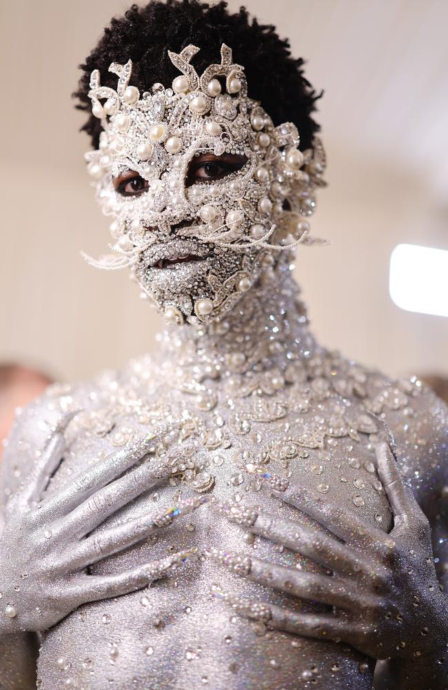 Lil Nas X in silver body paint at the 2023 Met Gala. Picture: Matt Winkelmeyer/MG23/Getty Images