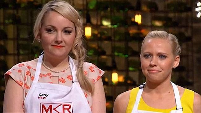 Positive till the end: Carly and Tresne were farewelled on Monday night’s episode of MKR.