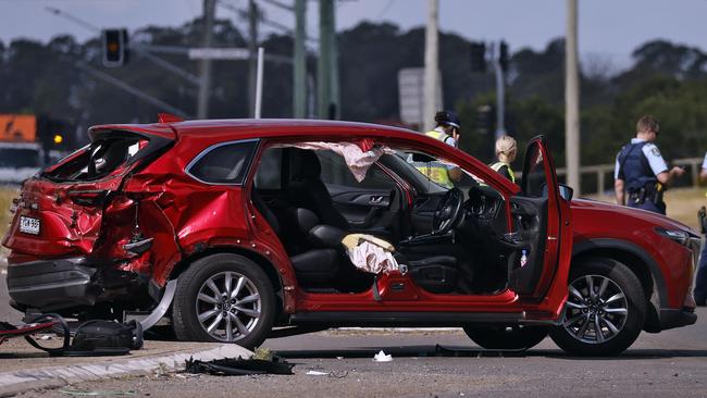 A man who was behind the wheel of an allegedly stolen SUV when it crashed outside a hotel in Sydney’s west, killing a bikie president, is facing further charges over the death. Picture: Sam Ruttyn