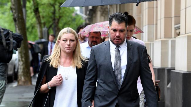 Family members of victim Jaiden Walker leave court today. Picture: AAP