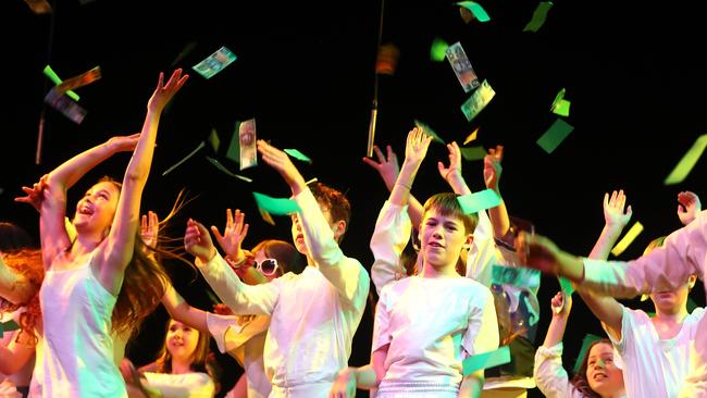Anglesea Primary School students performing at the Geelong Schools Music and Movement Festival. Picture: Alison Wynd