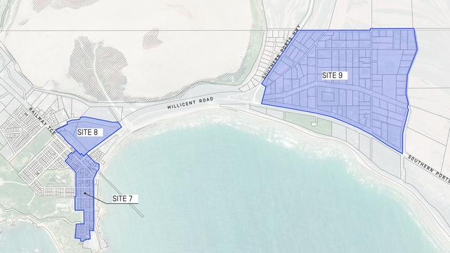 The areas proposed for housing rezoning in Beachport.