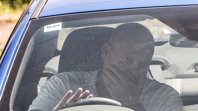 Billy Brownless leaving his daughter’s home in Geelong on Saturday. Picture: Jason Edwards