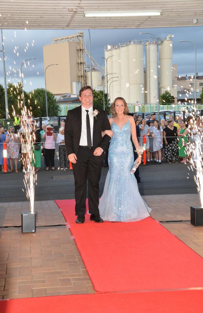 Toowoomba school formals. At the 2023 St Ursula's College formal is graduate Lily Crighton with her partner Will Anderson. Picture: Rhylea Millar