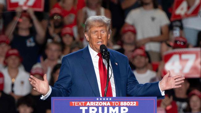 Donald Trump speaks during a campaign rally in Arizona.