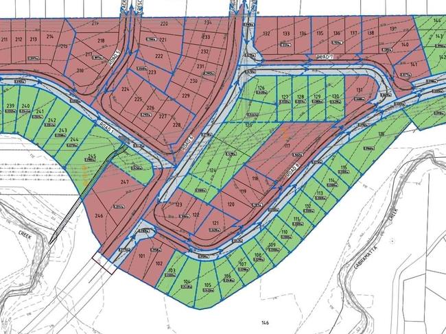 Liverpool Council’s development proposal of 124 Residential Lots and 3 other lots into three stages. Picture: Supplied.