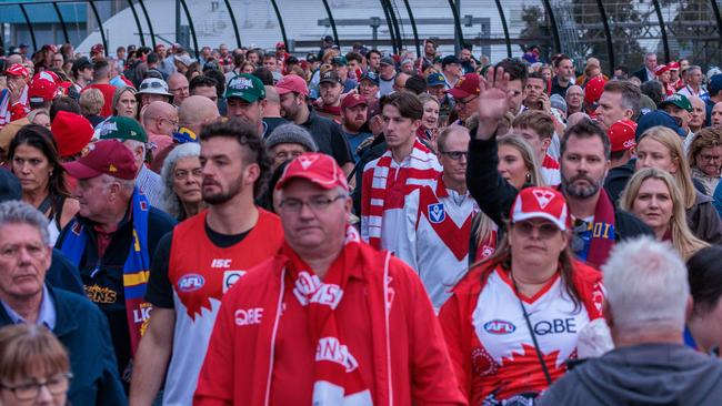 MELBOURNE, AUSTRALIA - NewsWire Photos - 28 September, 2024 AFL GRAND  Fans leave the MCG after the grand final Sydney Swans vs Brisbane LionsPicture: NewsWire/Nadir Kinani