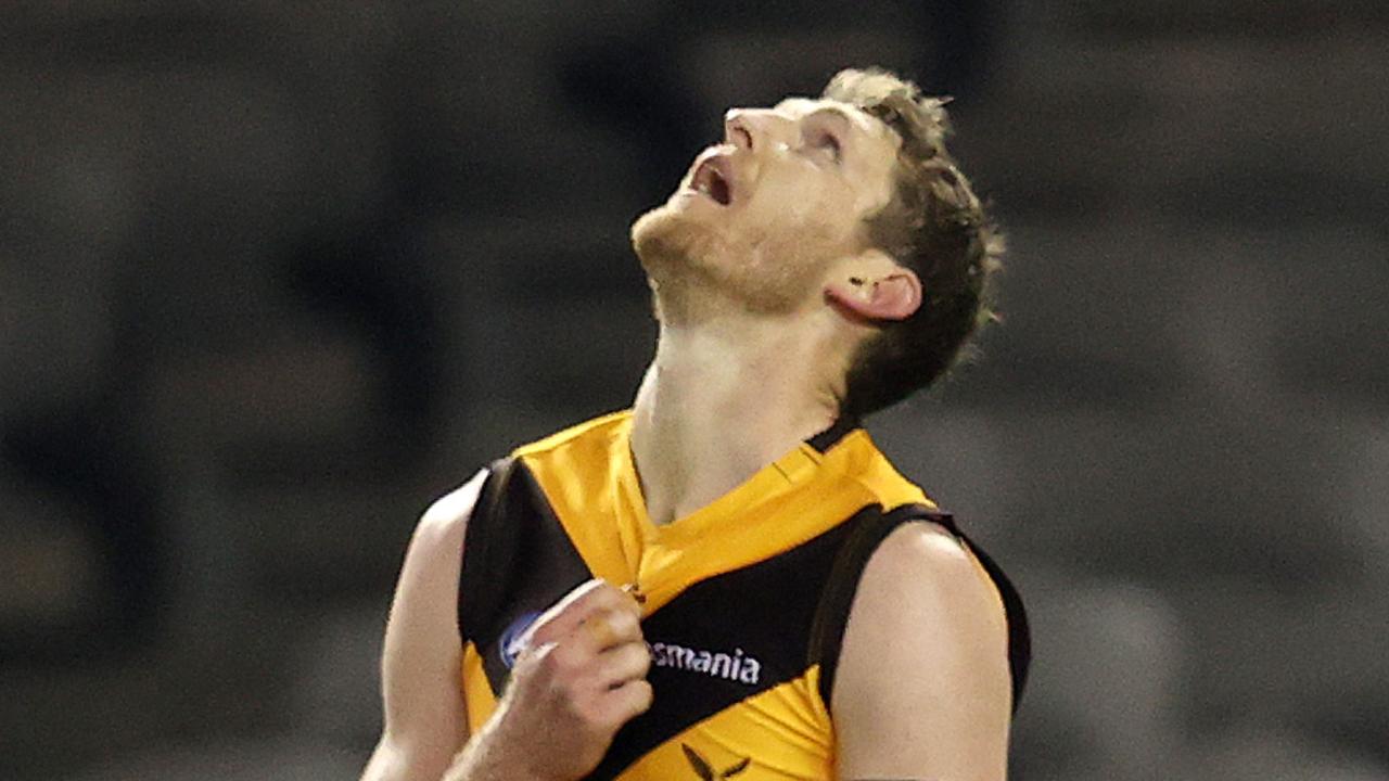 Ben McEvoy looks to the heavens after only just holding on.