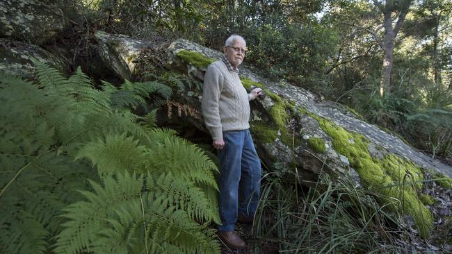 Peter Rolfe stands at the exact spot where he believed psychopath Richard Leonard fired the arrow that killed his friend 25 years ago, at Deep Creek reserve, North Narrabeen. Picture: Troy Snook.