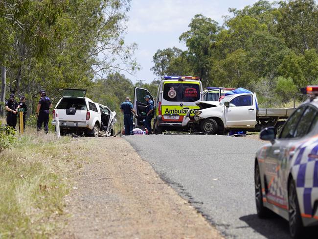 Emergency services on the scene at the Silverleaf crash. Photo: Andrew Hedgman