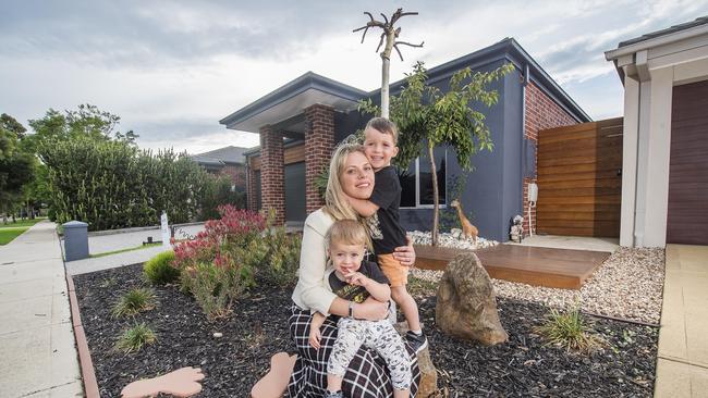 Anna Melamed — pictured with her kids Liam, 18 months, and Jordan, 4 — is reluctantly moving out of Point Cook. Picture: Rob Leeson