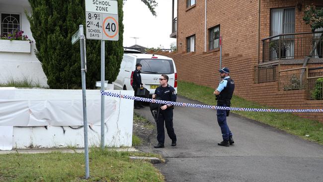 Police and forensics officers at the Mount Sinai College in Maroubra on Thursday. Picture: NewsWire/ Gaye Gerard