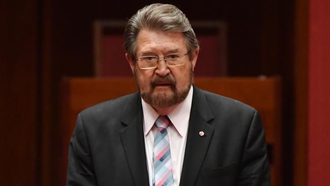 Justice Party Senator Derryn Hinch in the Senate chamber at Parliament House in Canberra, Thursday, March 22, 2018. (AAP Image/Mick Tsikas) NO ARCHIVING